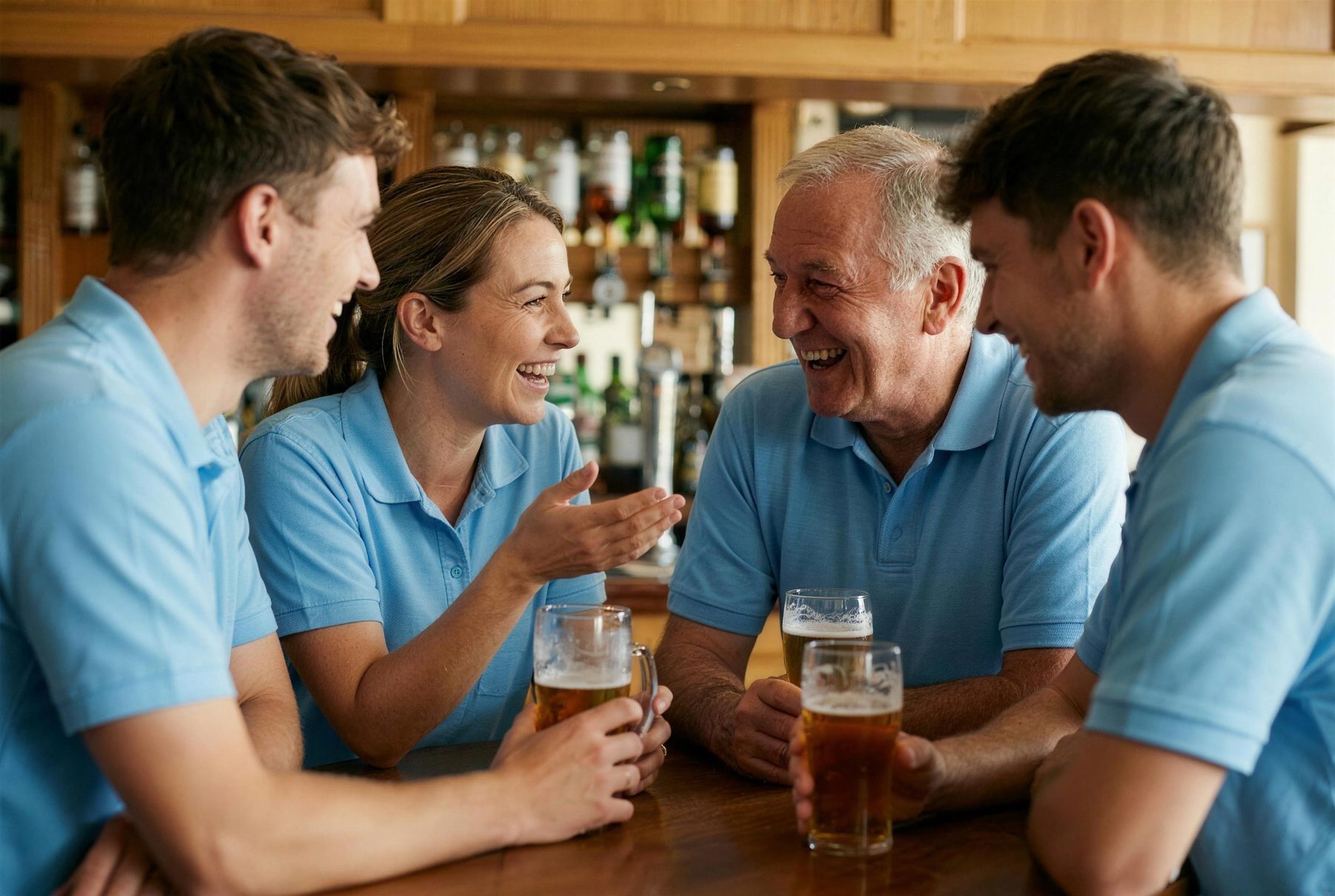 Ham-Wicks members celebrating in the clubroom after a match