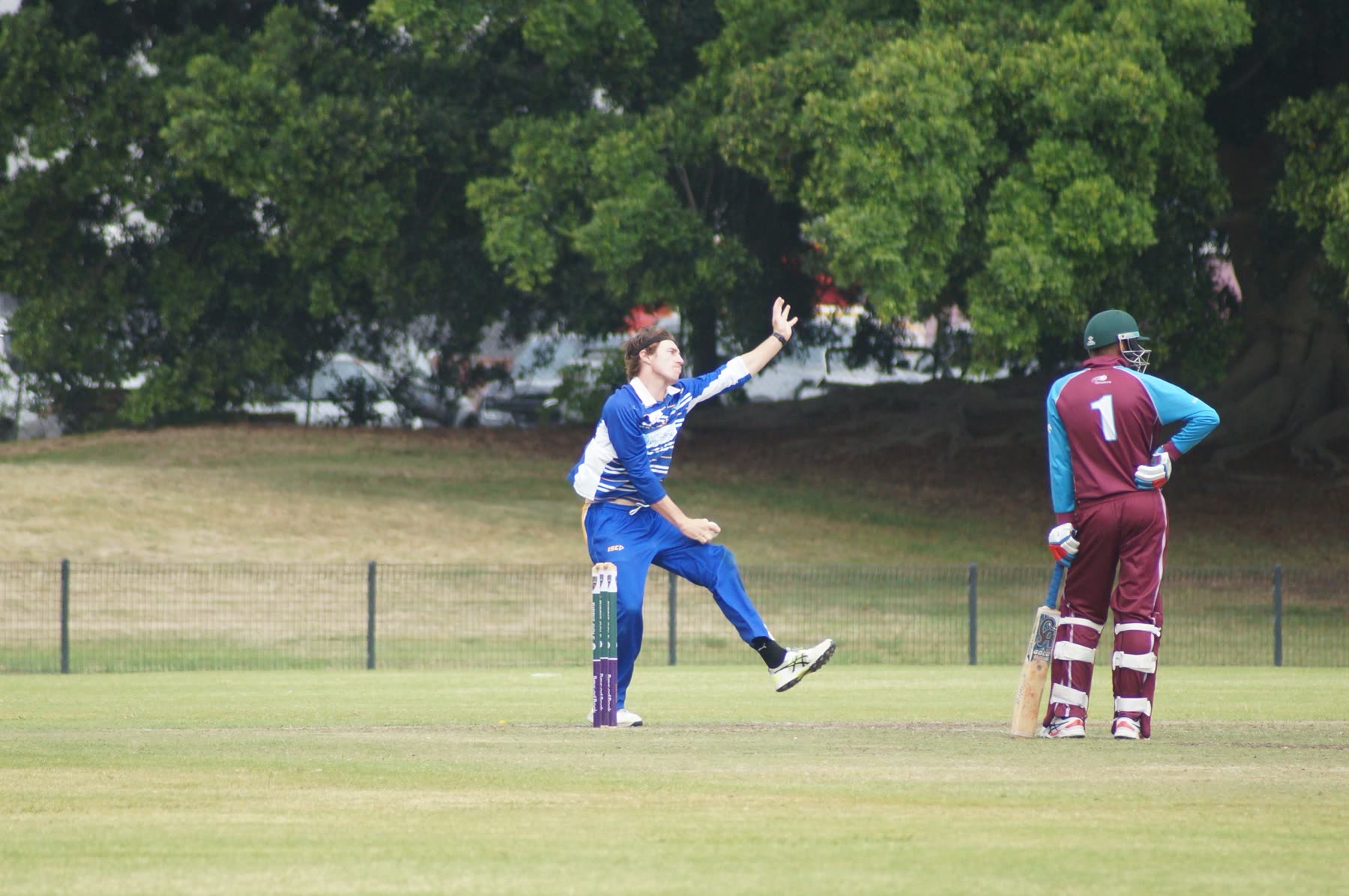 A Ham-Wicks bowler follows through at the point of release