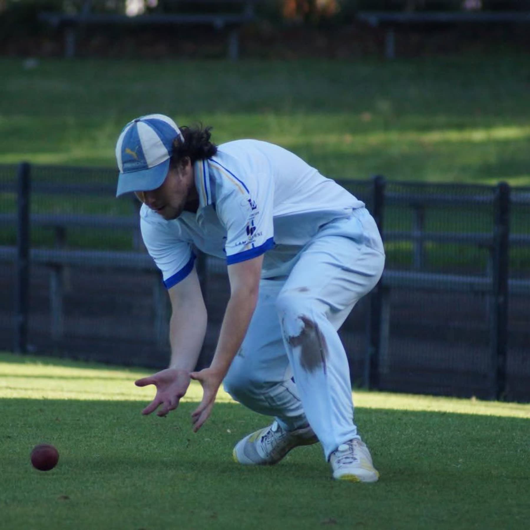 A low catch taken in the outfield