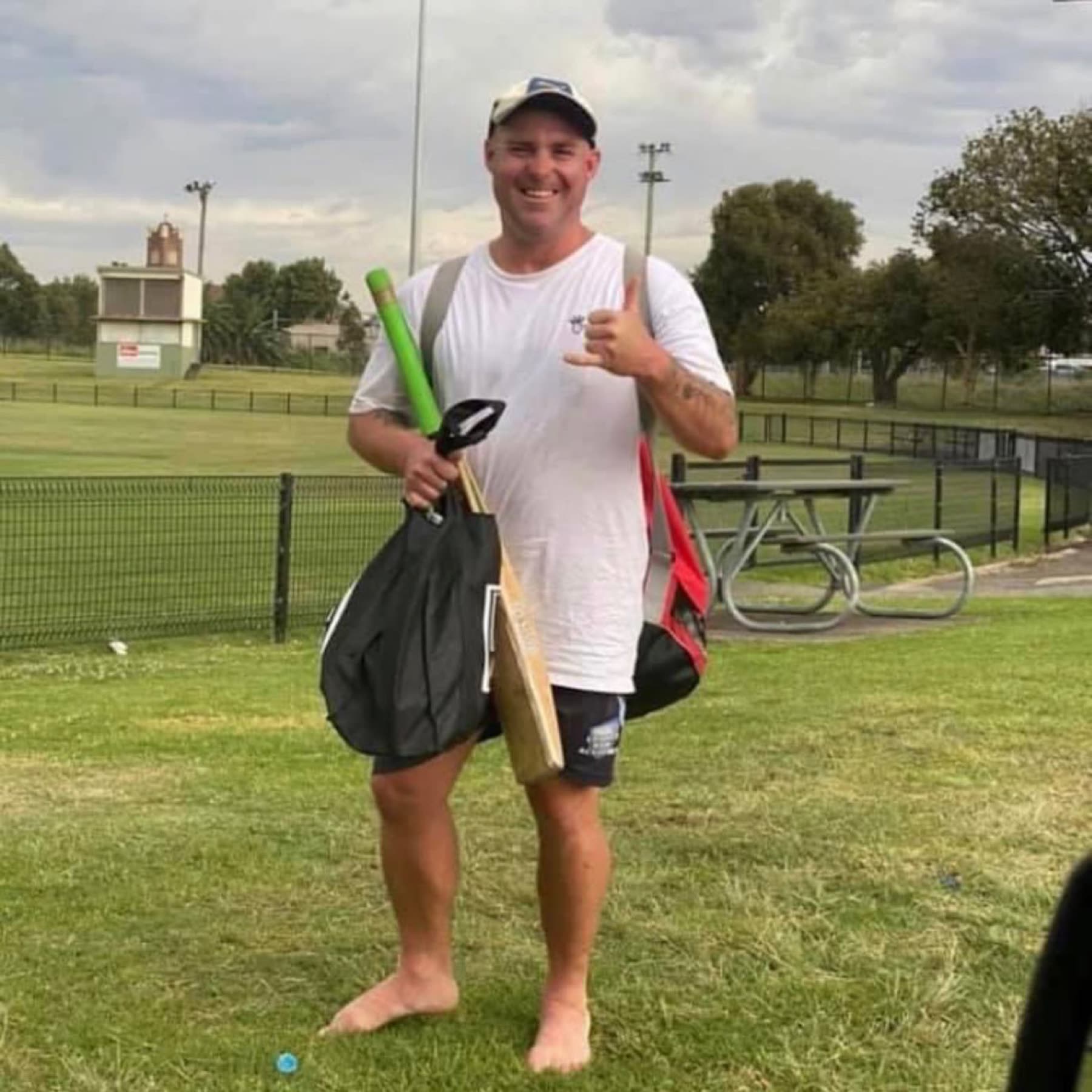 A Ham-Wicks player heading to training with his kit bag over his shoulder