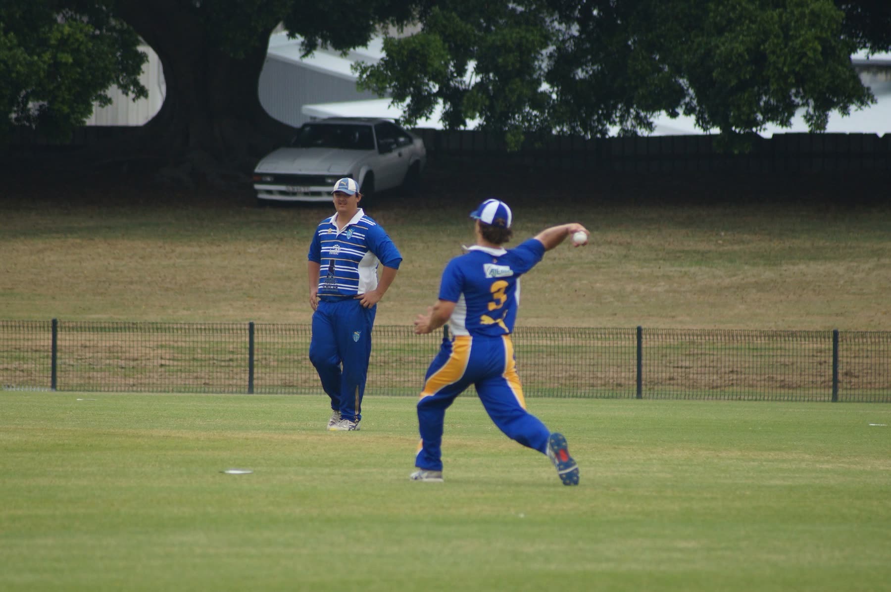 Fielding drills: a Ham-Wicks player throws at the stumps
